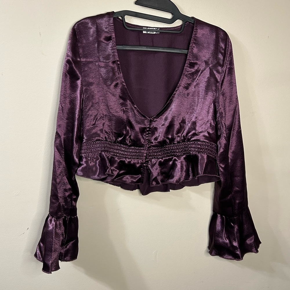 Free People Chasing Love Ruffle Satin Pyjamas - Picture 3 of 15